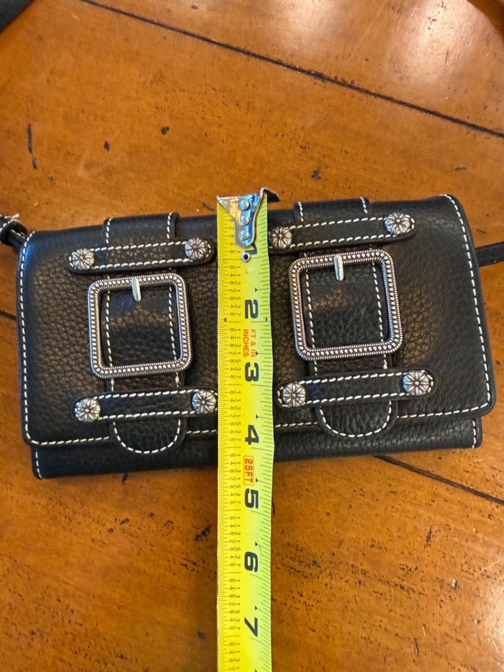 NWOT Brighton Black Leather Wallet Crossbody Organizer Buckle Silver Accent - Picture 10 of 14